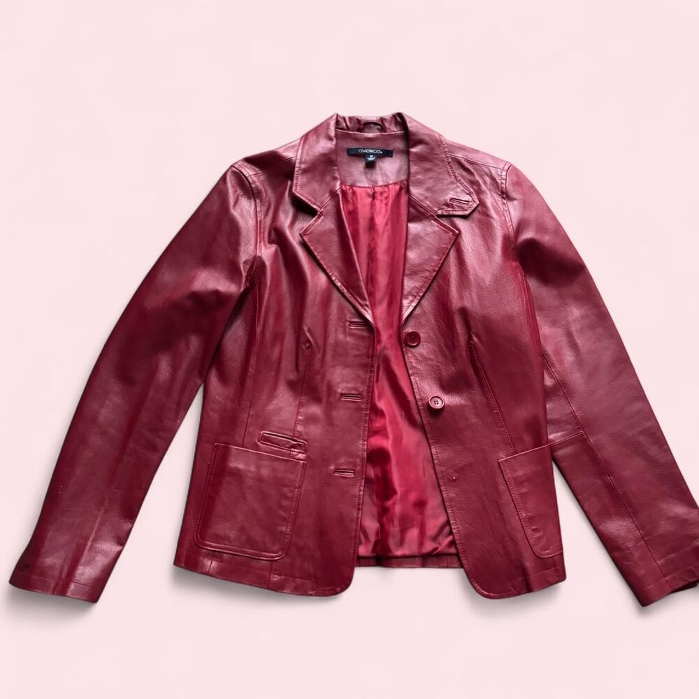 Chadwicks Women's Red and Burgundy Leather Jacket
